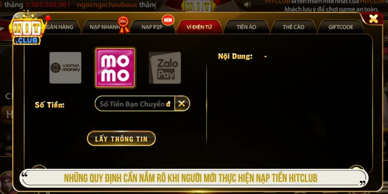 Cách Nạp Tiền HITCLUB Với Các Phương Thức Phổ Biến Cổng game quy định mức nạp tối thiểu và tối đa để giao dịch