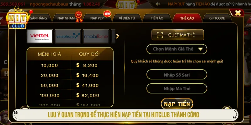 Cách Nạp Tiền HITCLUB Với Các Phương Thức Phổ Biến Đảm bảo tránh nạp tiền Hitclub số tài khoản không sử dụng